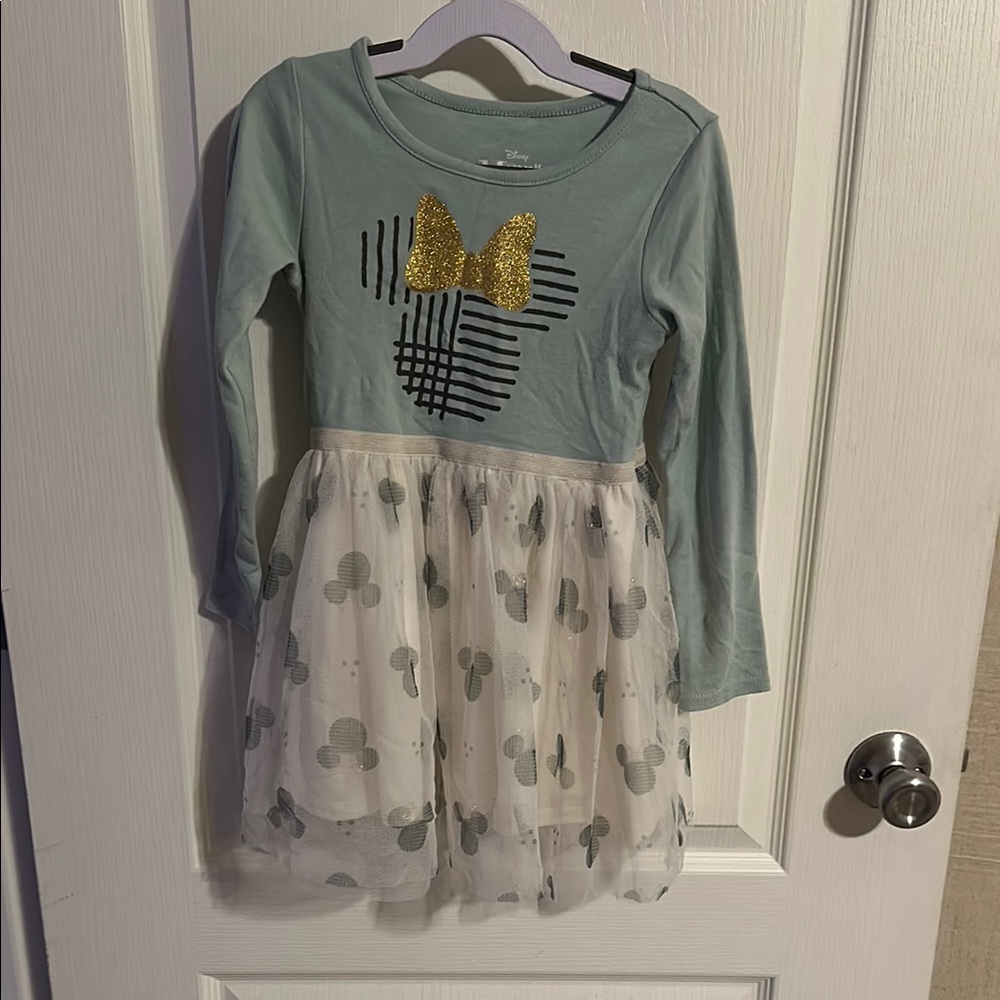 Kids Mint Green Dress with Gold Bow